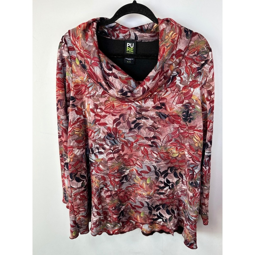 Pure Essence Floral Cowl‎ Neck Long Sleeve Tunic Top XL